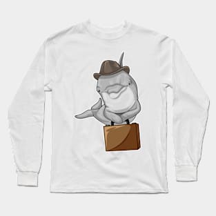 Dolphin Businessman Briefcase Long Sleeve T-Shirt